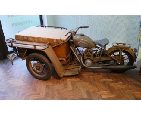 Peugeot Aiglon Triporter 125cc motorcycle with large box front c.1950s - has rebuilt engine and runs well 