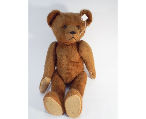 Vintage golden mohair jointed teddy bear with hump (without growler) height approx 58cm