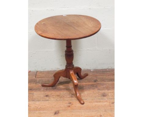 24" circular Georgian oak occasional table on pillar and tripod base 