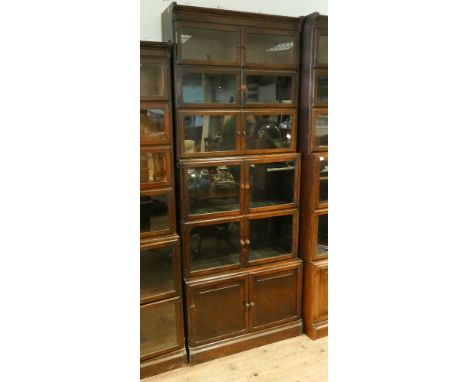 3' Oak Globe Wernicke style glazed bookcase with cupboards under