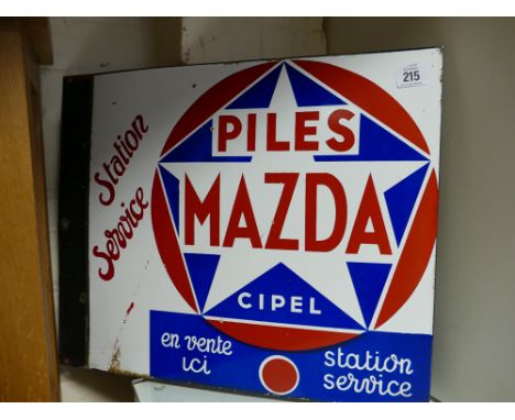 Vintage French enamel advertising sign for Mazda Service Station 
