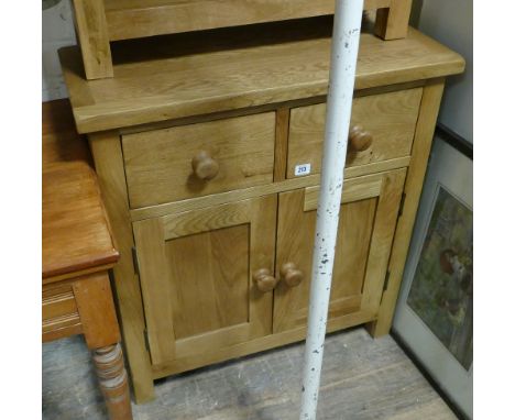 2'6 brand new light oak good quality mini sideboard with 2 drawers and cupboards with bun handles - matches previous lot 