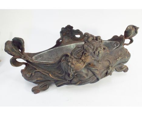 Decorative art nouveau style oval metal plant trough 