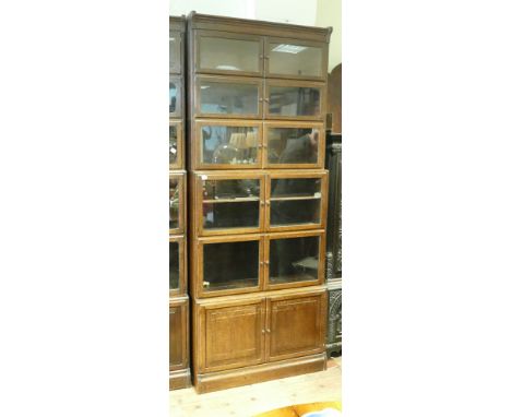 3' oak Globe Wernicke style glazed bookcase with cupboards under