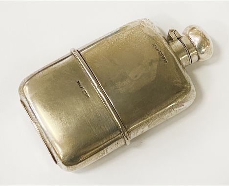 STERLING SILVER HIP FLASK BY M &amp; B 4OZS APPROX (IMPERIAL)