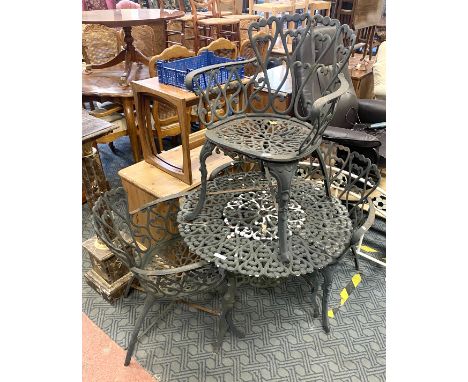 METAL GARDEN TABLE 2 CHAIRS &amp; BENCH