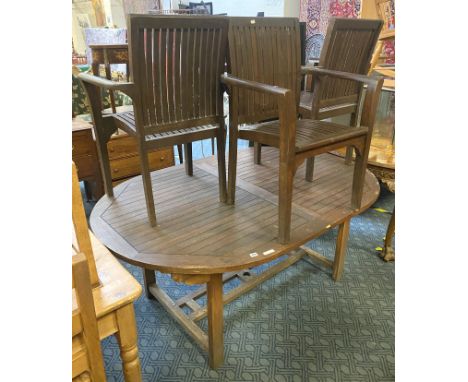 EXTENDING GARDEN TABLE &amp; 3 CHAIRS