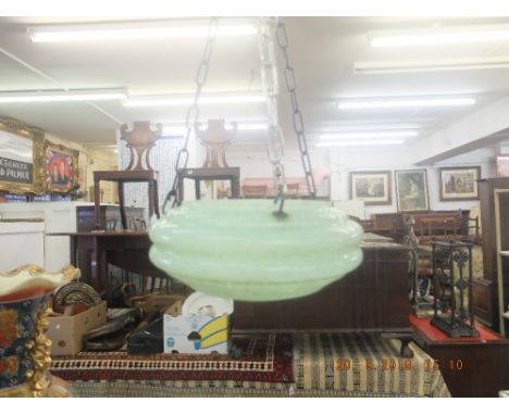 A Victorian 'bug catcher' light shade, jade