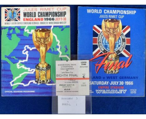 Football, World Cup 1966, original England v West Germany final programme (team page completed in ink), a tournament programm