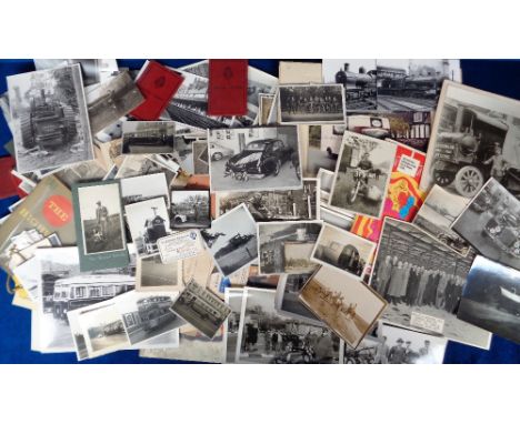 Transportation Photographs and Ephemera to include 250+ vintage photographs depicting cars, buses and coaches, trains, motorb