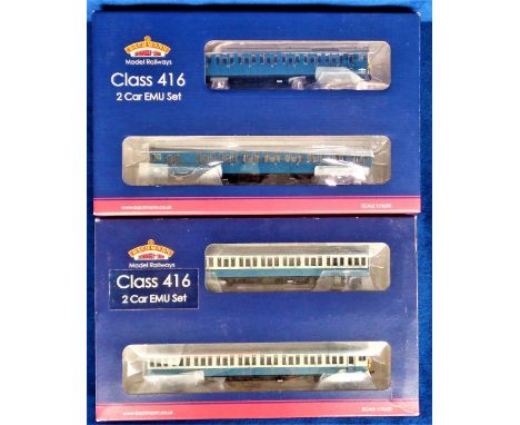 Model Railway, 2 boxed Bachmann 416 2 Car EMU Sets (numbers 31-377 BR Blue and grey and 31-375 BR blue), scale 1:76/00 (boxed
