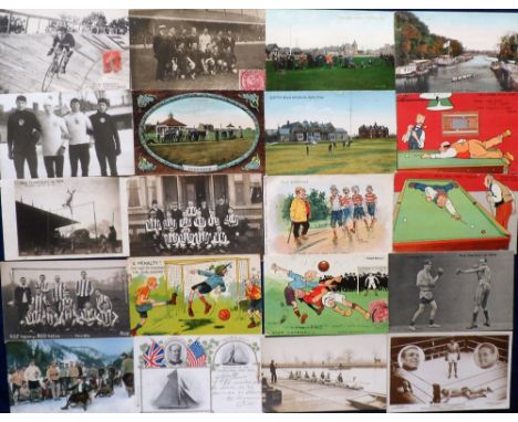 Postcards, Sport, selection of 34 cards inc. Ronchaud cyclist, Indianapolis booklet, Belgium Football World Champions 1920 Ol