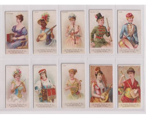 Cigarette cards, USA, Duke's, Musical Instruments, 10 cards, Accordion, Banjo, Clarinet, Coaching Horn, Drum, Flute, Hand Org