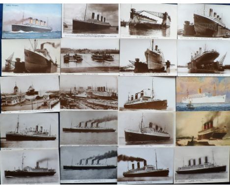 Postcards, Shipping, a collection of approx. 34 shipping cards, with 8 naval, 3 L &amp; NW Rail Ships, 4 Titanic inc. 'Nearer