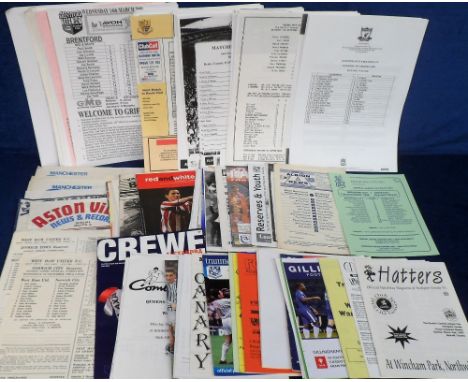 Football programmes, a collection of approx. 600 team sheets, reserve and Youth team games, mostly 1970's onwards, featuring 