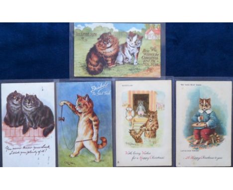 Postcards, Wain, a Louis Wain illustrated mix of 5 cards of anthropomorphic cats from various publishers inc. 'Little Jack Ho