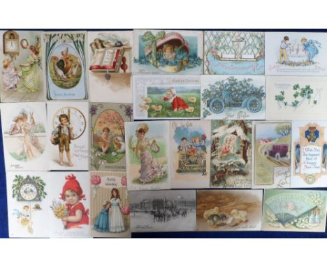 Postcards, a fine quality collection of approx. 150 greetings cards, with many chromos and embossed. Includes Valentines, Eas