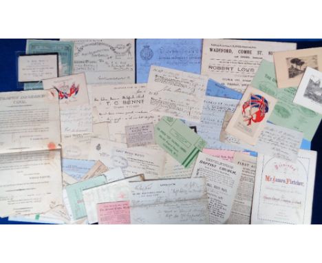 Ephemera, billheads, flyers etc. approx. 1820s - 1920s to include Stayley Hay Tithe (1820s), GWR - several, United Electric L
