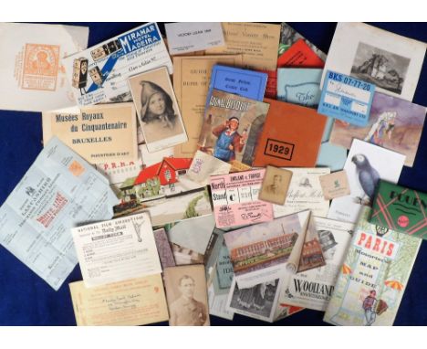 Ephemera, 60+ items of assorted ephemera from around the globe to include tickets, luggage labels, advertising, postcards, bi