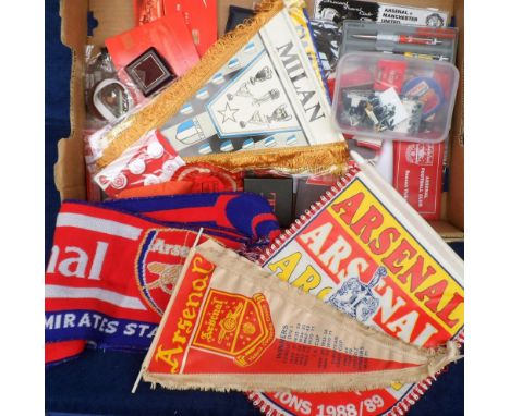 Football memorabilia, Arsenal FC, a selection of memorabilia, mostly 1980's onwards inc. Arsenal Season Ticket booklets &amp;