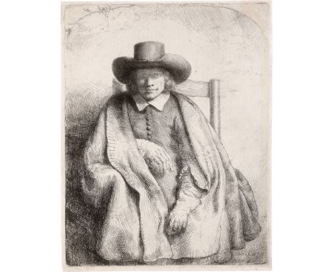 Rembrandt Harmensz. van Rijn -- Bildnis Clement de Jonge, Kupferstichverleger. Radierung. 20,6 x 16,1 cm. 1651. B. 272, White
