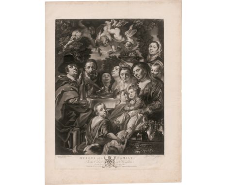 Watson, James -- Rubens and Family (eigentlich Jordaens und seine Familie). Schabkunstblatt nach Jacob Jordaens. 40,2 x 55,1 
