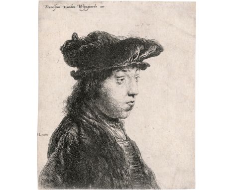 [*] Lievens, Jan -- Brustbildnis eines jungen Mannes. Radierung. 14,6 x 12,2 cm. B. 26, Hollstein 44 IV. Wz. Bekröntes Lilien