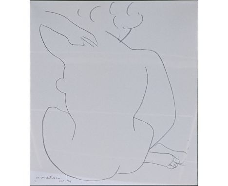 Henri Mattisse (French, 1859-1954), Nude Study, lithograph on paper, signed and dated October 1949 lower left in the plate, H