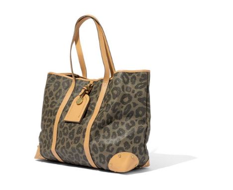 Mulberry: A leopard print Scotchgrain tote Black and brown leopard print scotch grain leather, gold hardwarewith luggage tag 