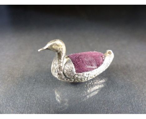 Novelty pin cushion in the form of a Duck by Sampson Mordan &amp; Co.