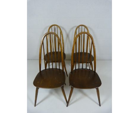 Set of four darkwood ercol chairs in the Windsor style