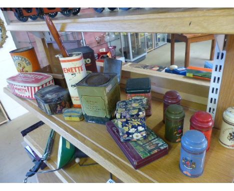 Selection of vintage tins etc to include one with enamel liner