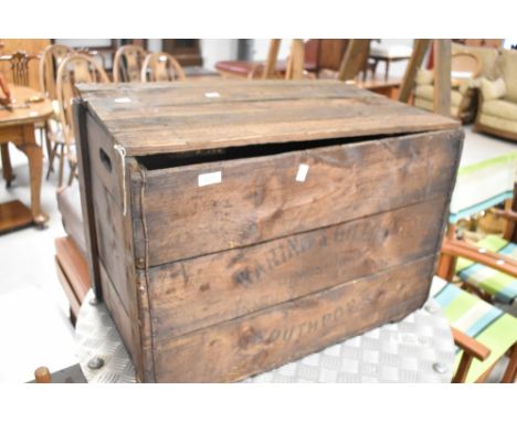A vintage wooden crate , with lettering for Waring &amp; Gillow, Southport, approx. Dimensions 72 x 47 x 50cm