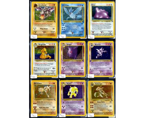 This lot contains a complete Fossil expansion, all 62/62 cards from the third ever TCG set. This set features a mixture of 1s