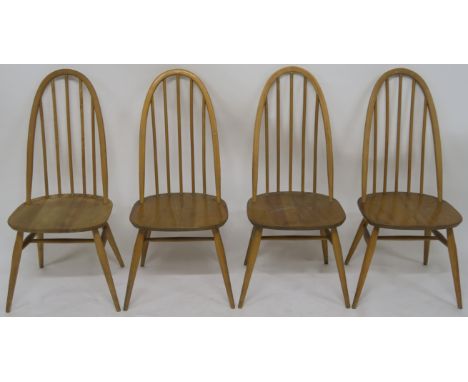 A SET OF FOUR MID CENTURY ELM &amp; BEECH ERCOL 365 QUAKER WINDSOR CHAIRS 94cm high x 42cm wide x 41cm deep Condition Report: