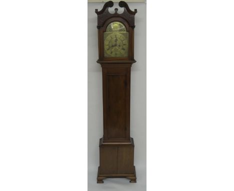 A 19TH CENTURY MAHOGANY LONGCASE CLOCK the brass face inscribed to George Jardin, Glasgow, within dolphin, urn and foliate sp