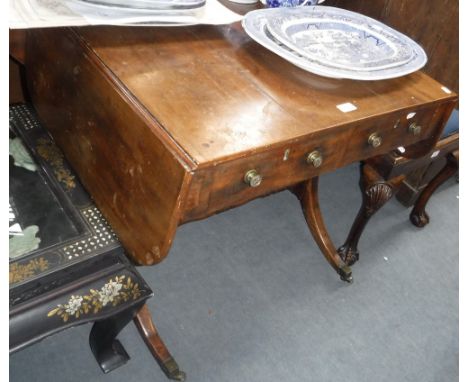 A GEORGE III MAHOGANY SOFA TABLE, 29" wide