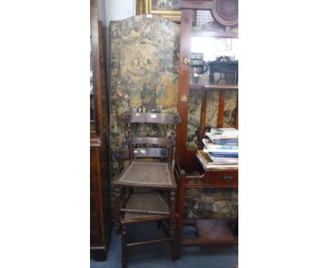 A LARGE 19TH CENTURY SCRAP SCREEN, decorated on one side with 19th century scraps, with fabric to the reverse, and a pair of 