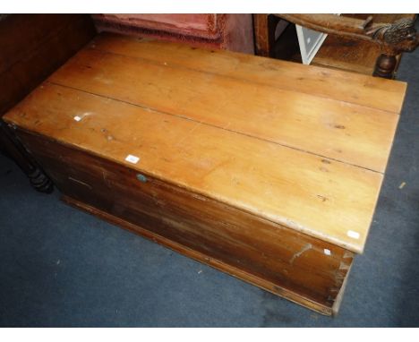 A LARGE 19TH CENTURY PINE TRUNK, 48'' wide