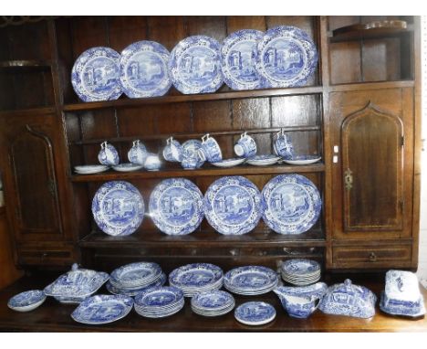 A LARGE QUANTITY OF SPODE BLUE AND WHITE 'ITALIAN'  DINNER AND TEAWARE