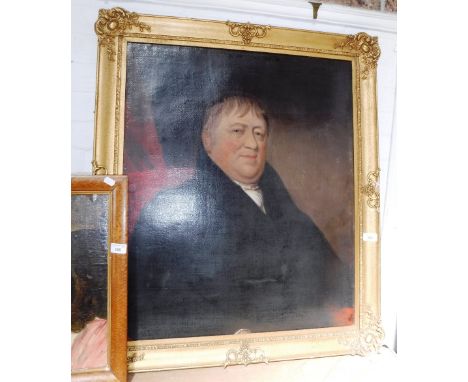 G DARBY OF BATH: A 19th century bust length portrait of a man seated in a red chair,  inscribed 'Mr Joseph Tanner Aged 63, Ju