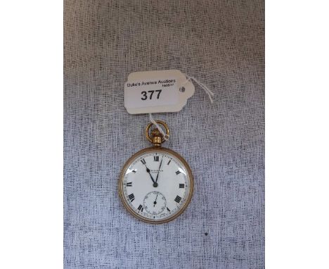 W BENSON, LONDON: A GENTLEMAN'S 9CT YELLOW GOLD OPEN-FACE POCKET WATCH, the white enamel dial with Roman numerals and subsidi