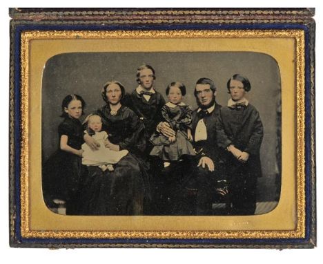 *Cased images. A group of 15 ambrotypes and other cased photographic portraits, circa 1850s and later,  including a hand-tint