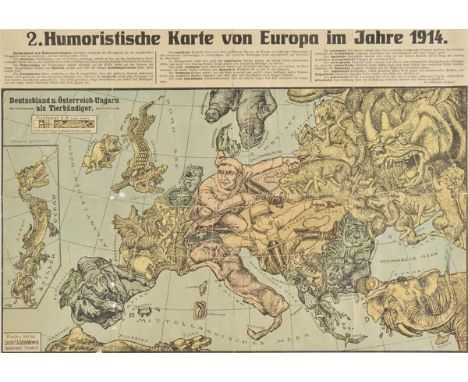 Europe. Lehmann-Dumont (Karl), 2. Humoristische Karte von Europa im Jahre 1914, published Dresden, 1914, colour lithograph wi