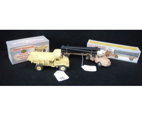 DINKY SUPER TOYS: A FRENCH 'UNIC SAHARA' TRACTOR, (model 893), with pipes (boxed) and a Dinky Super Toys Euclid Rear Dump Tru