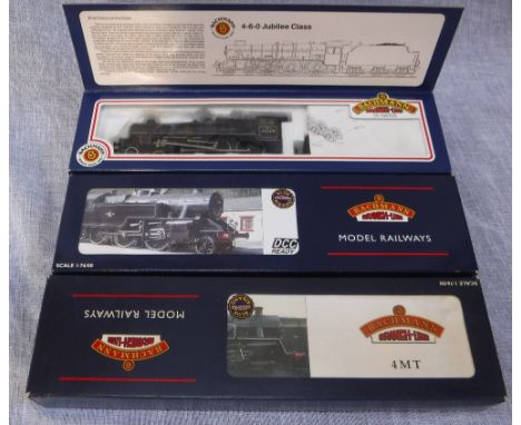 BACHMANN MODEL RAILWAYS: THREE BOXED LOCOMOTIVES, 'Standard Class 4 MT Tank', 'LMS Fairburn Tank 2691' and 'Jubilee Class 4-6