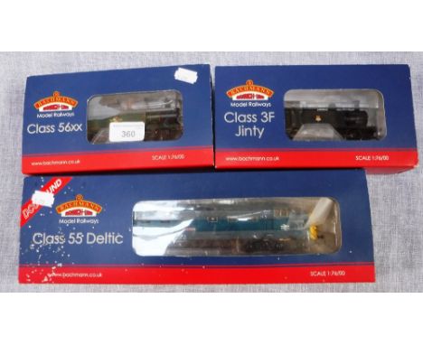 BACHMANN MODEL RAILWAYS: THREE 00 GAUGE LOCOMOTIVES, 'BR Black Class 3 Jinty', 'BR Class 56XX Tank 6658' and 'Class 55 55018 