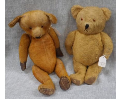 A VINTAGE PLUSH BEAR with jointed limbs and growling voice and another similar