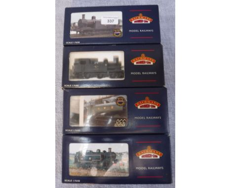 BACHMANN MODEL RAILWAYS: FOUR BOXED LOCOMOTIVES 'Ivatt Tank, BR 41212', '8750 Pannier Tank 4612 GWR', and 'J72 Tank 68727 BR'