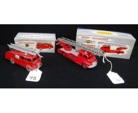 DINKY SUPER TOYS: A TURN TABLE FIRE ESCAPE (Fire Engine), (model 956) (boxed) and a Dinky Super Toys Fire Engine with extendi